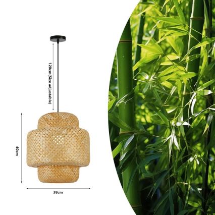 Żyrandol na lince HILO 1xE27/40W/230V śr. 38 cm bambus