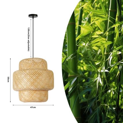 Żyrandol na lince HILO 1xE27/40W/230V śr. 47 cm bambus