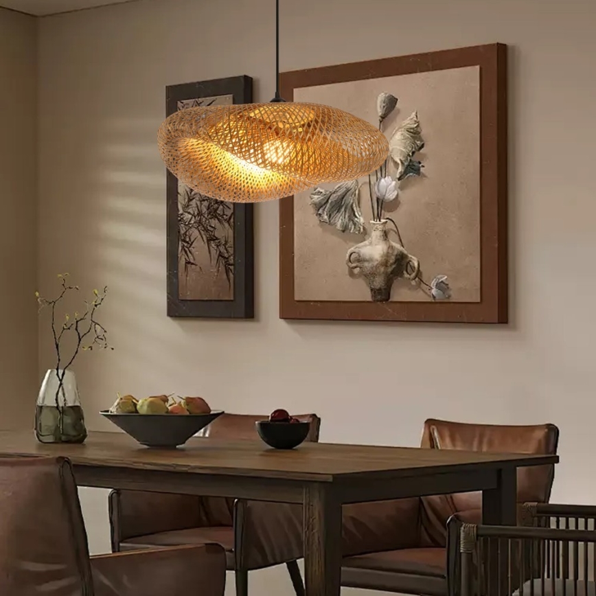 Żyrandol na lince HILO 1xE27/40W/230V śr. 60 cm bambus
