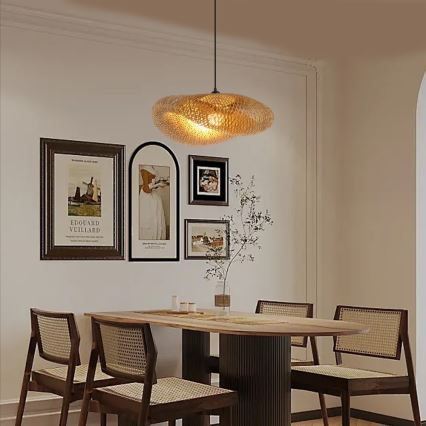 Żyrandol na lince HILO 1xE27/40W/230V śr. 60 cm bambus