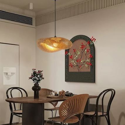 Żyrandol na lince HILO 1xE27/40W/230V śr. 60 cm bambus