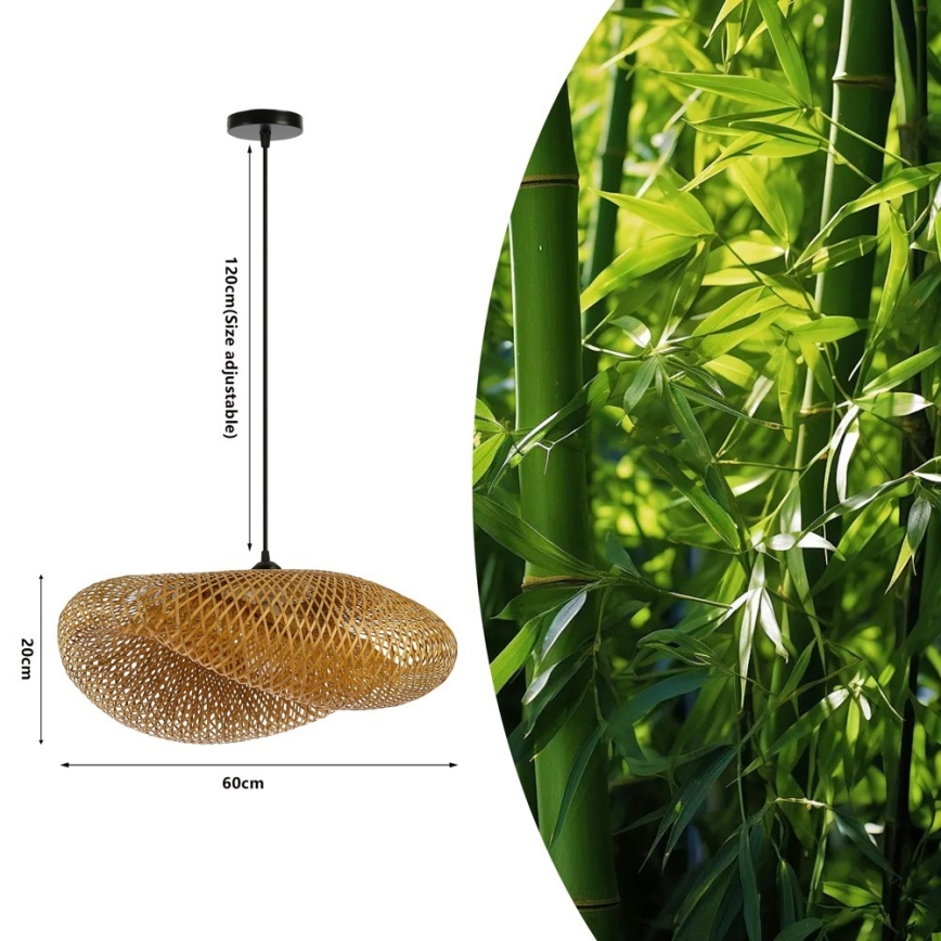 Żyrandol na lince HILO 1xE27/40W/230V śr. 60 cm bambus