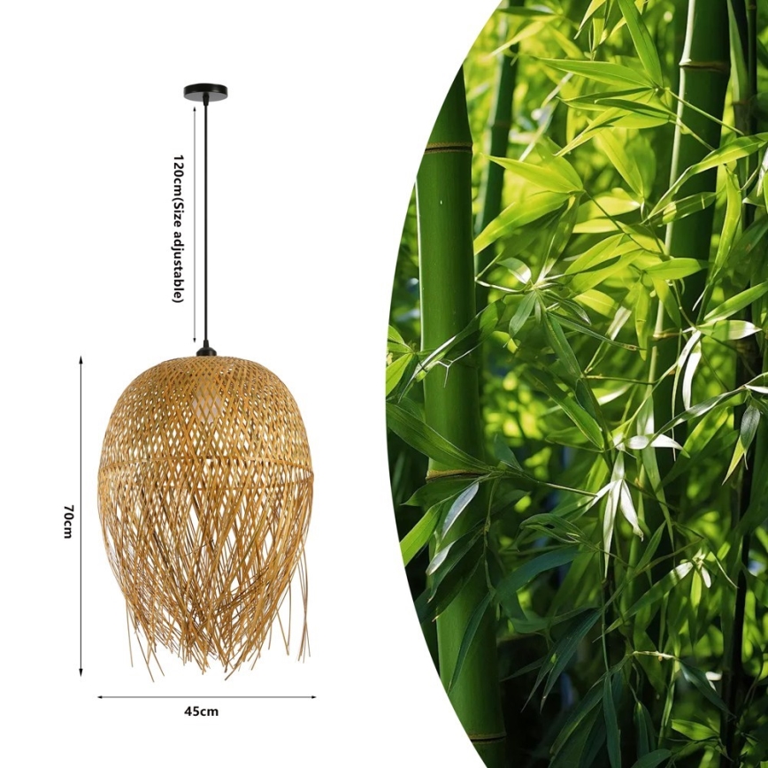 Żyrandol na lince HILO 1xE27/40W/230V śr. 45 cm bambus