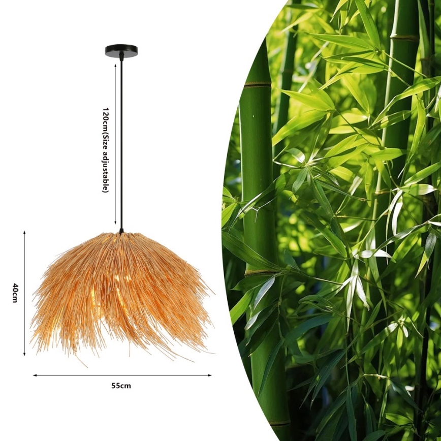 Żyrandol na lince NATURALEZA 1xE27/40W/230V śr. 55 cm rattan