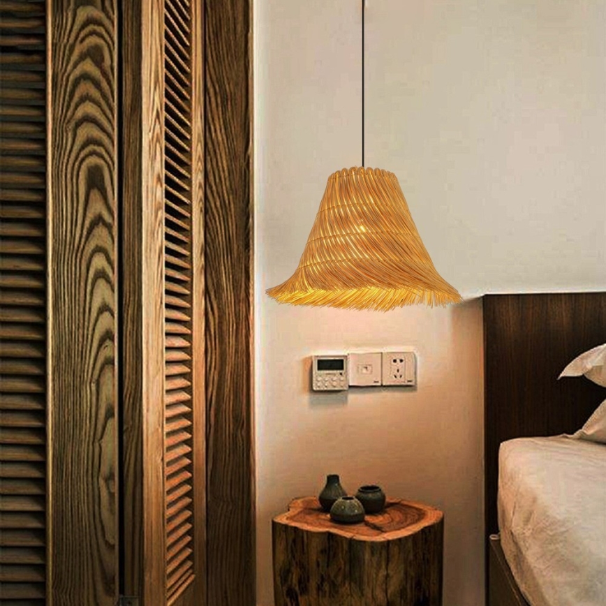 Żyrandol na lince NATURALEZA 1xE27/40W/230V śr. 45 cm rattan