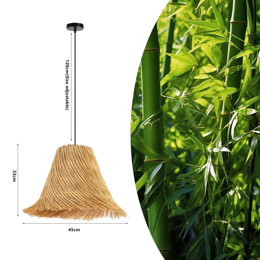 Żyrandol na lince NATURALEZA 1xE27/40W/230V śr. 45 cm rattan