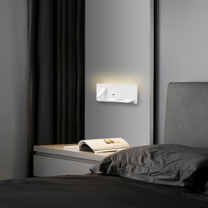 Immax 08285L - LED Reflektor ścienny z półką, portem USB i bezprzewodowym ładowaniem Be PREPARE LED/3W/230V + LED/3W biały