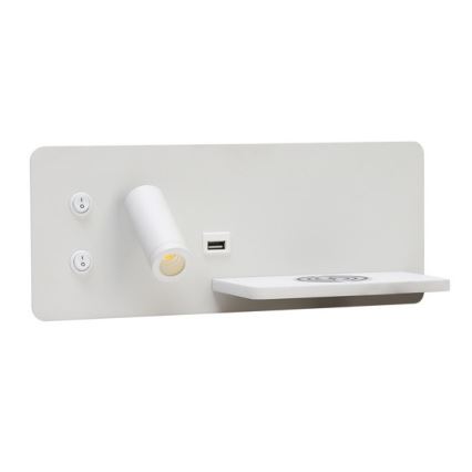 Immax 08285L - LED Reflektor ścienny z półką, portem USB i bezprzewodowym ładowaniem Be PREPARE LED/3W/230V + LED/3W biały