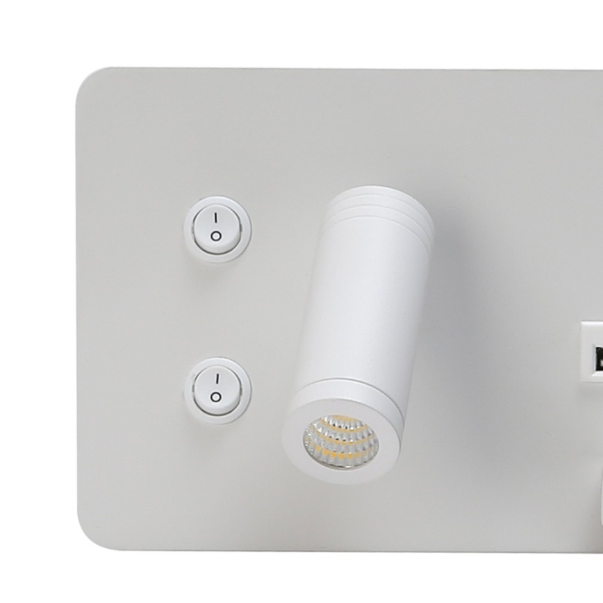 Immax 08285L - LED Reflektor ścienny z półką, portem USB i bezprzewodowym ładowaniem Be PREPARE LED/3W/230V + LED/3W biały