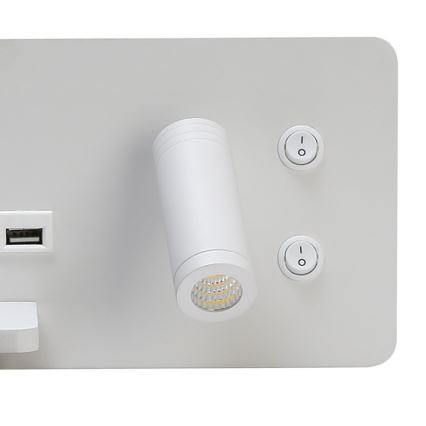 Immax 08286L - LED Reflektor ścienny z półką, portem USB i bezprzewodowym ładowaniem Be PREPARE LED/3W/230V + LED/3W biały