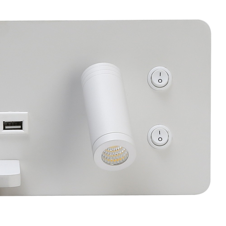 Immax 08286L - LED Reflektor ścienny z półką, portem USB i bezprzewodowym ładowaniem Be PREPARE LED/3W/230V + LED/3W biały