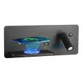 Immax 08288L - LED kinkiet punktowy z półką, portem USB i ładowaniem bezprzewodowym Be PREPARE LED/3W/230V + LED/3W czarny