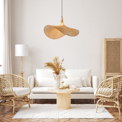 Immax 08290L - Żyrandol na lince SOMBRERO 1xE27/40W/230V śr. 80 cm rattan
