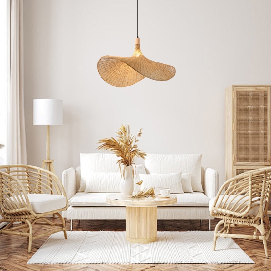 Immax 08290L - Żyrandol na lince SOMBRERO 1xE27/40W/230V śr. 80 cm rattan