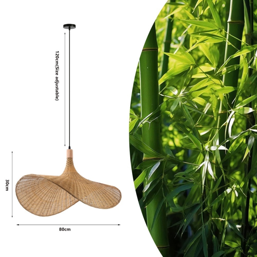 Immax 08290L - Żyrandol na lince SOMBRERO 1xE27/40W/230V śr. 80 cm rattan