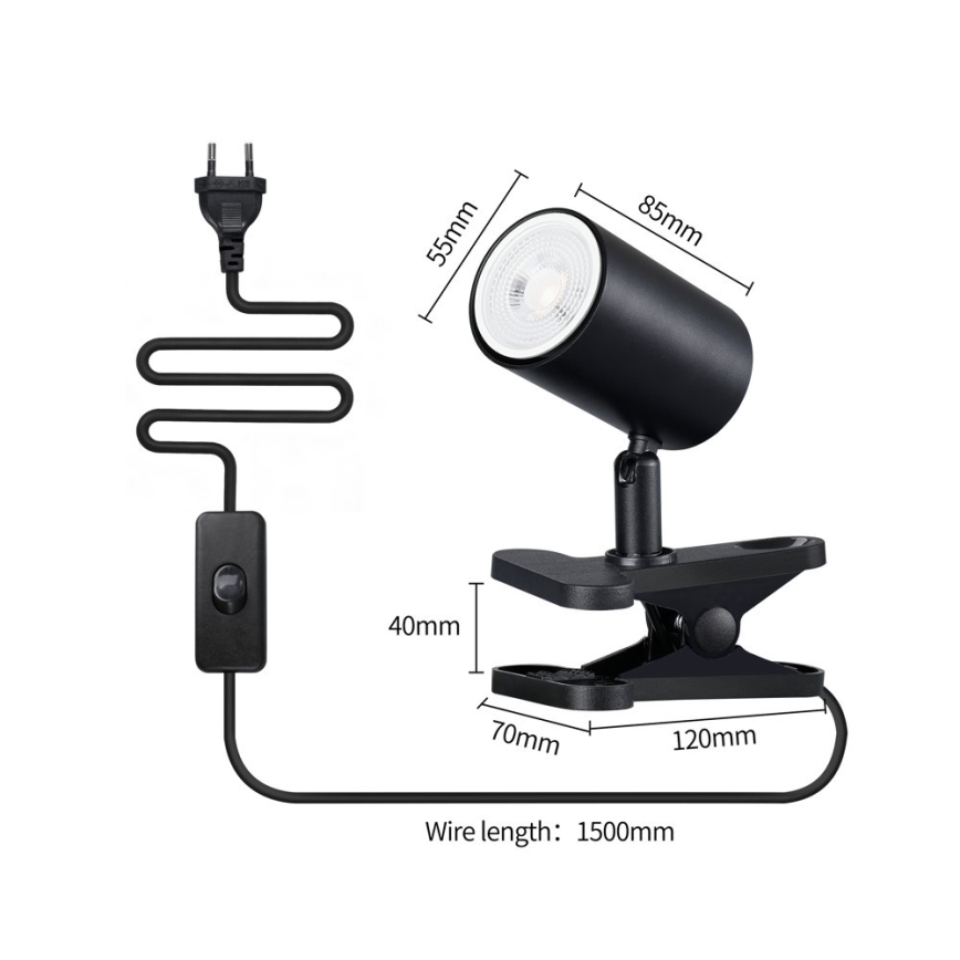 Lampa z klipsem PUNTO 1xGU10/9W/230V czarna