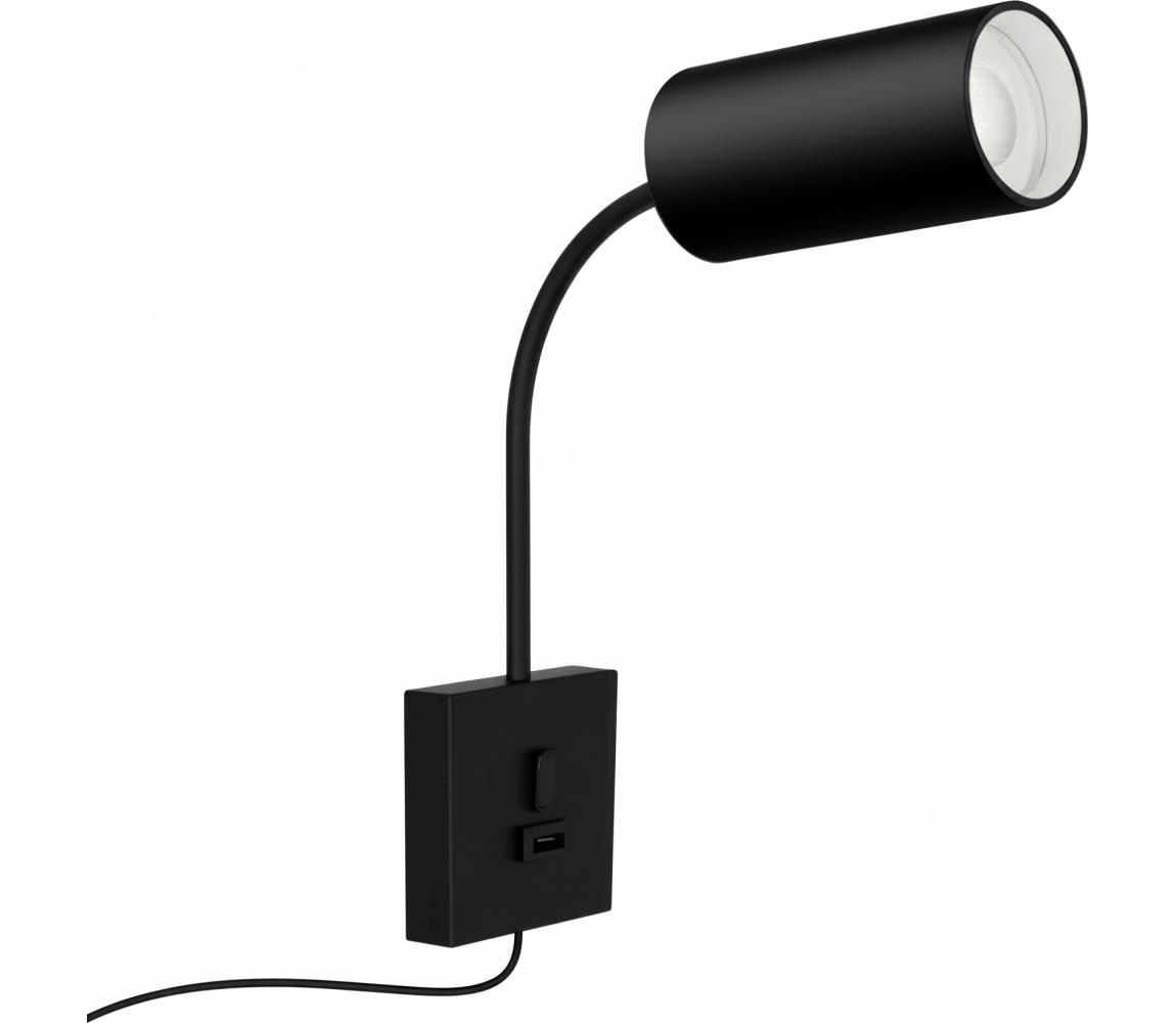 08295L - Kinkiet z USB PUNTO 1xGU10/9W/230V czarny