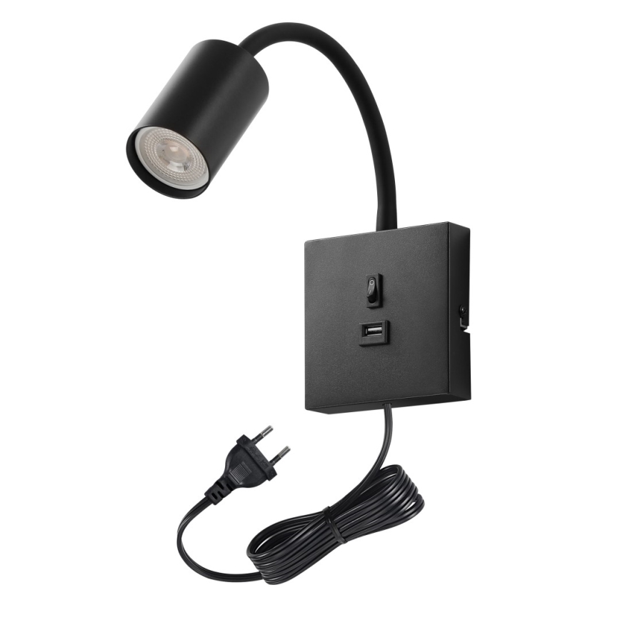 Kinkiet z USB PUNTO 1xGU10/9W/230V czarny