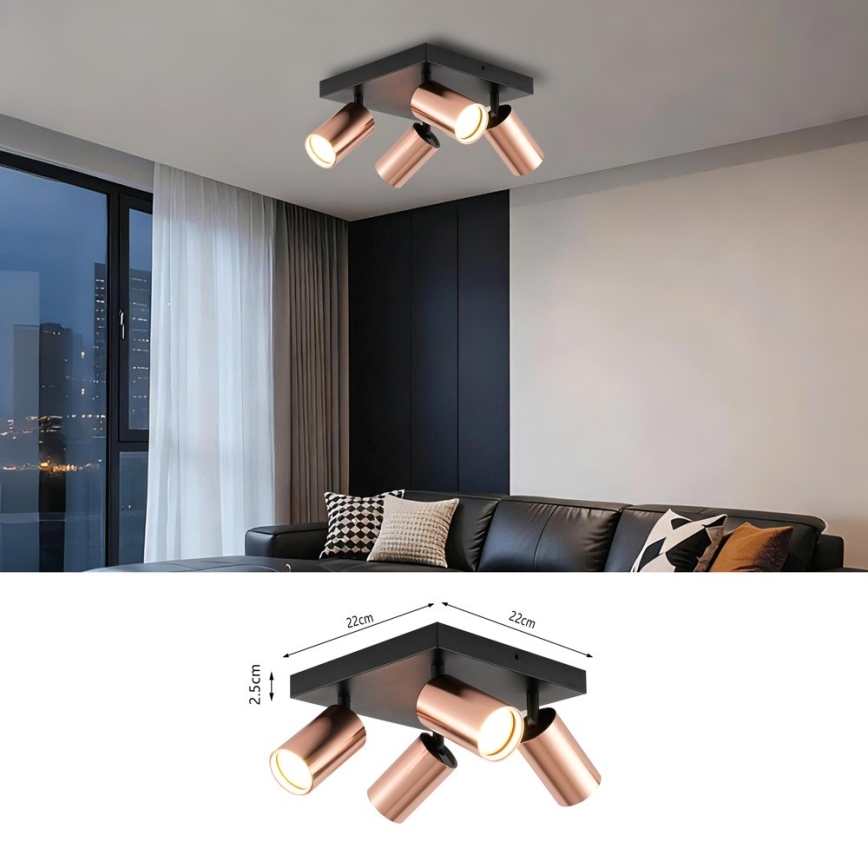 Oprawa punktowa PUNTO 4xGU10/9W/230V różowe złoto