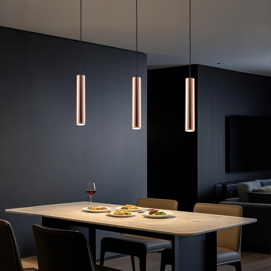 Lampa wisząca na lince PUNTO 1xGU10/9W/230V różowe złoto