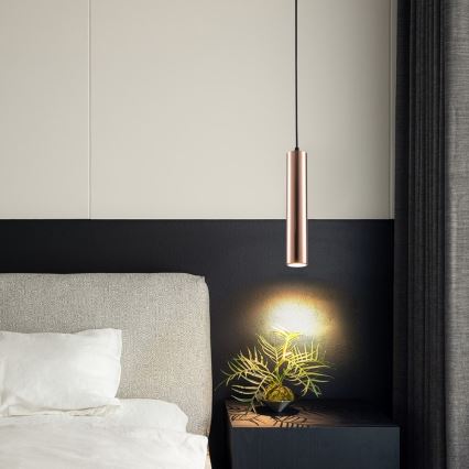 Lampa wisząca na lince PUNTO 1xGU10/9W/230V różowe złoto
