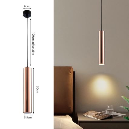 Lampa wisząca na lince PUNTO 1xGU10/9W/230V różowe złoto