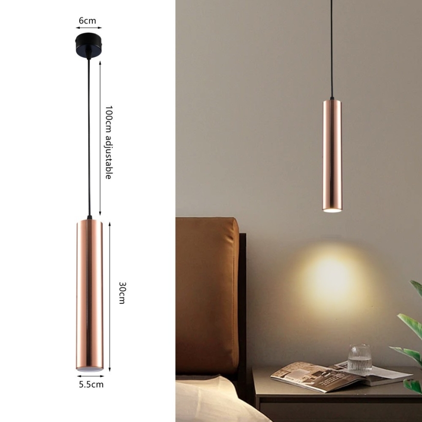 Lampa wisząca na lince PUNTO 1xGU10/9W/230V różowe złoto