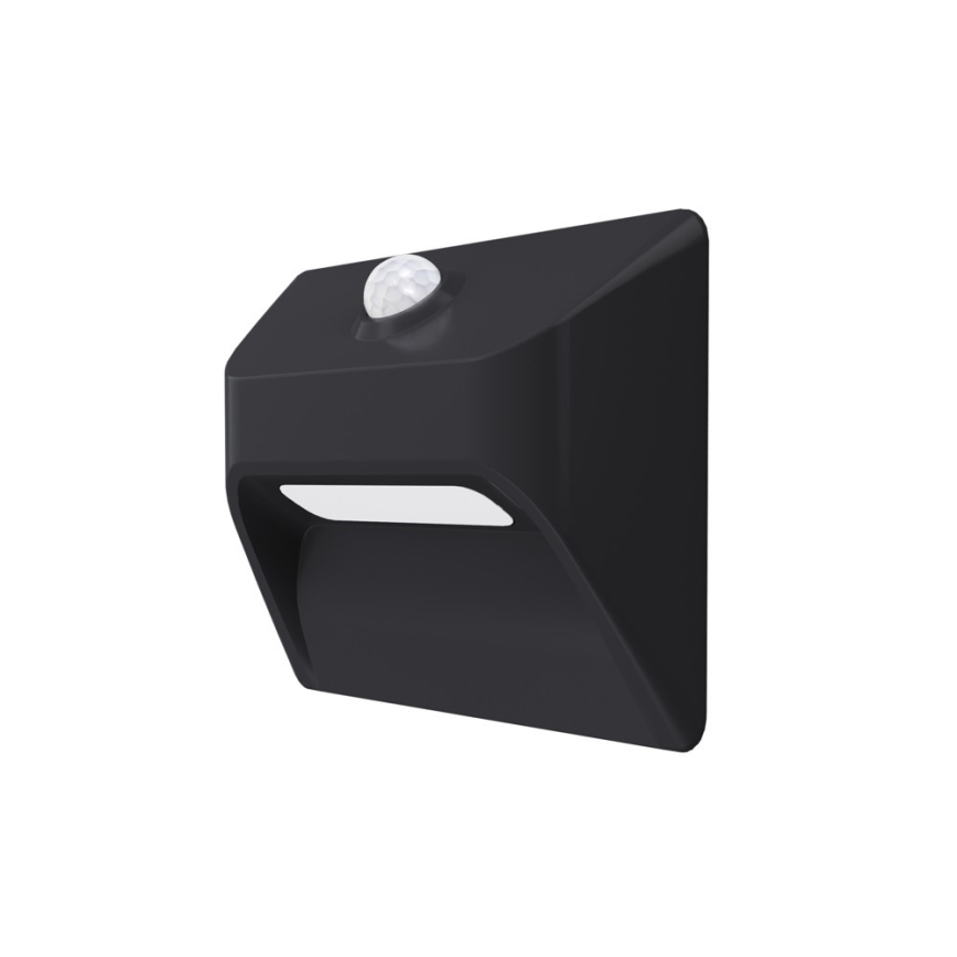 Ładowalna lampa schodowa LED z czujnikiem ruchu i zmierzchu STEP LIGHT LED/0,3W/3,7V 2200 mAh IP53 czarna