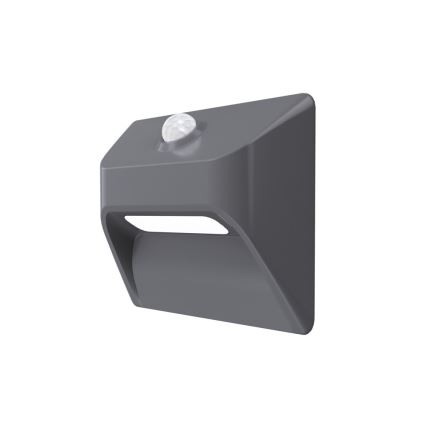 Ładowalna oprawa schodowa LED z czujnikiem ruchu i zmierzchu STEP LIGHT LED/0,3W/3,7V 2200 mAh IP53 szara