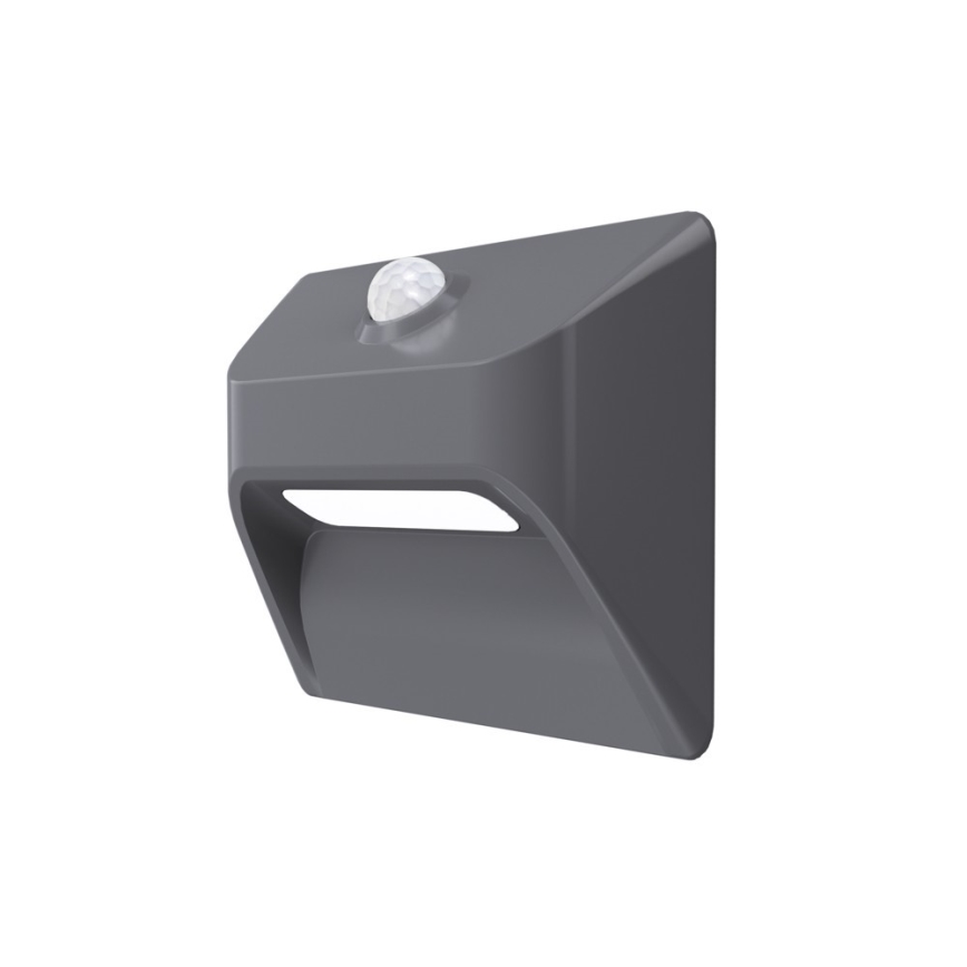 Ładowalna oprawa schodowa LED z czujnikiem ruchu i zmierzchu STEP LIGHT LED/0,3W/3,7V 2200 mAh IP53 szara