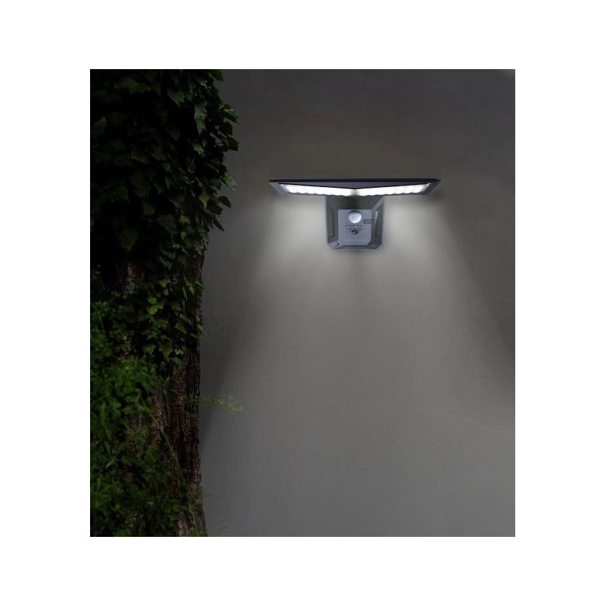 LED Kinkiet solarny z czujnikiem LED/2,6W/5,5V IP65 1800 mAh czarny