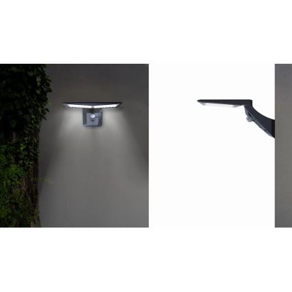 LED Kinkiet solarny z czujnikiem LED/2,6W/5,5V IP65 1800 mAh czarny