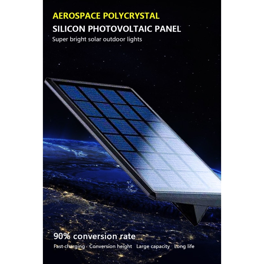 LED Kinkiet solarny z czujnikiem LED/2,6W/5,5V IP65 1800 mAh czarny