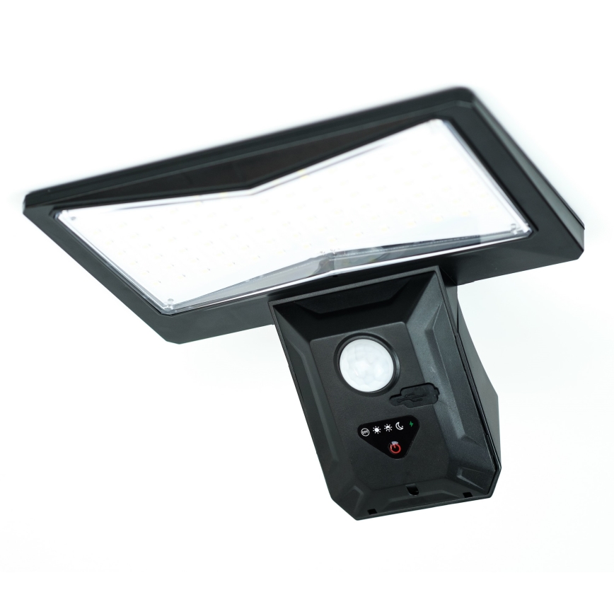 LED Kinkiet solarny z czujnikiem LED/2,6W/5,5V IP65 1800 mAh czarny