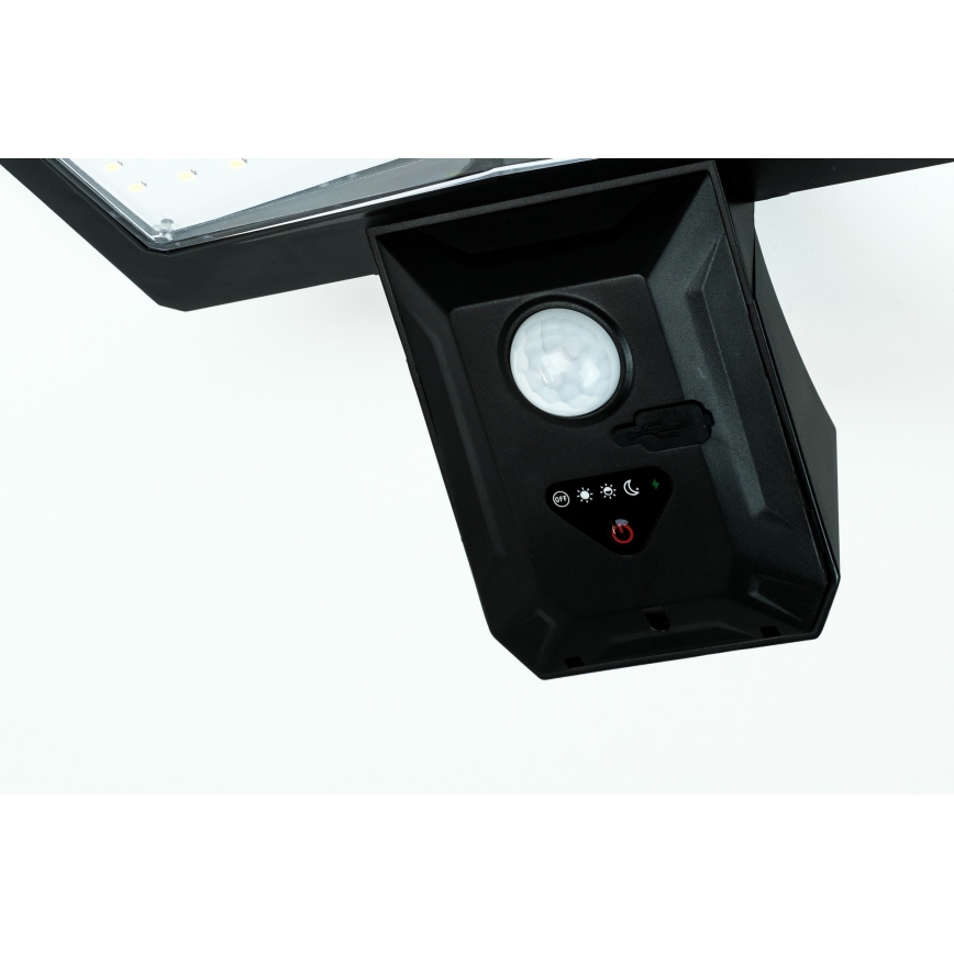 LED Kinkiet solarny z czujnikiem LED/2,6W/5,5V IP65 1800 mAh czarny