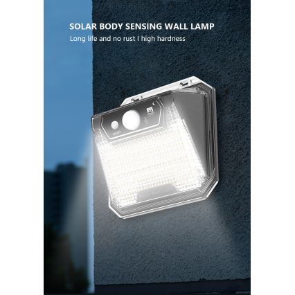 LED Kinkiet solarny z czujnikiem LED/3W/5,5V IP65 1200 mAh