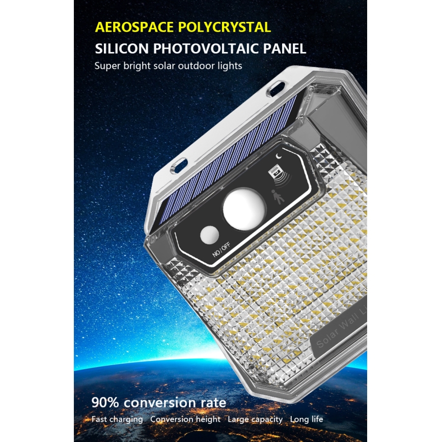 LED Kinkiet solarny z czujnikiem LED/3W/5,5V IP65 1200 mAh