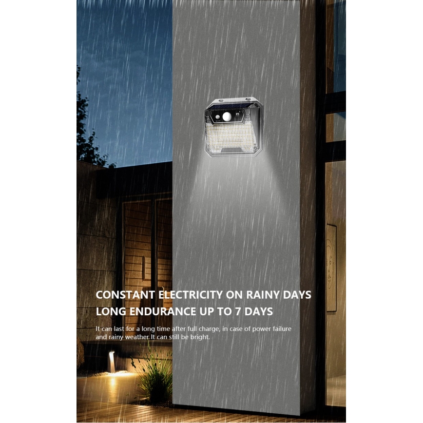 LED Kinkiet solarny z czujnikiem LED/3W/5,5V IP65 1200 mAh