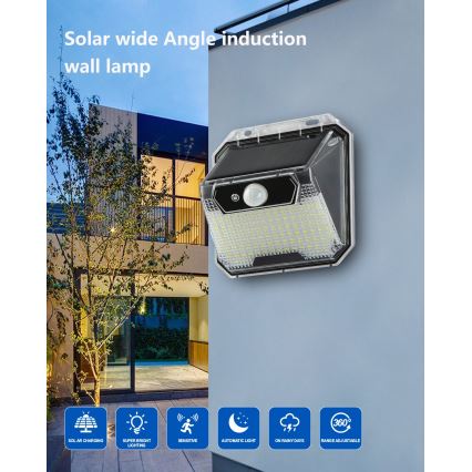 LED Kinkiet solarny z czujnikiem LED/3W/5,5V IP65 1200 mAh