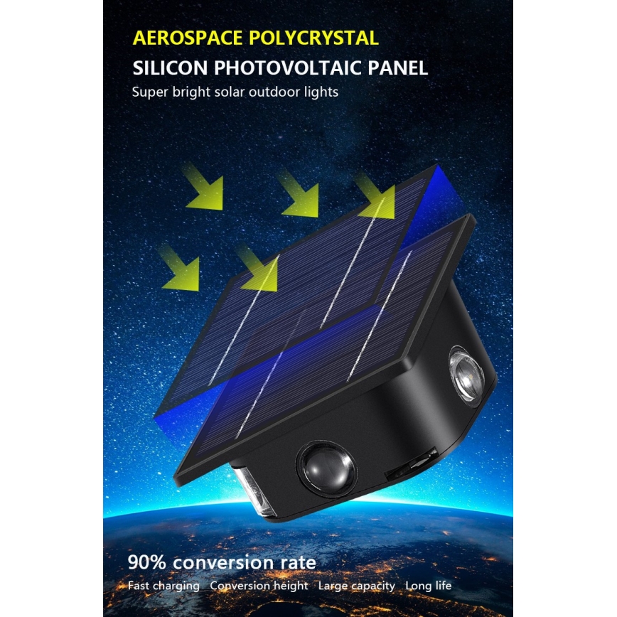 LED Solarna lampa ścienna z czujnikiem LED/2W/5V IP54 1300 mAh