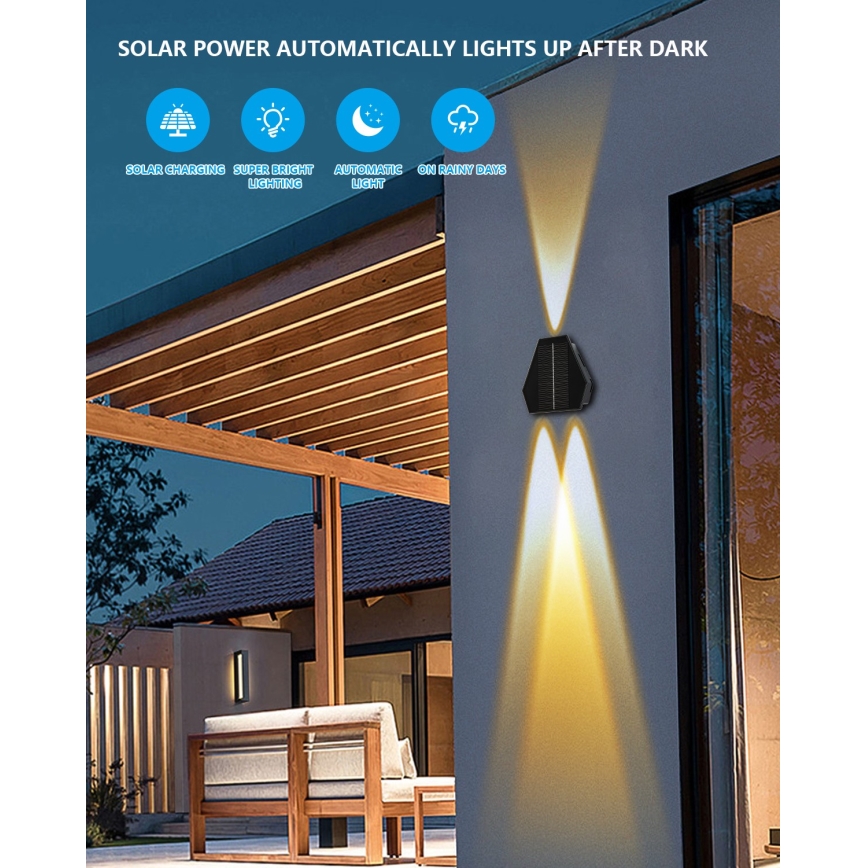 LED Solarna lampa ścienna z czujnikiem LED/2W/5V IP54 1300 mAh