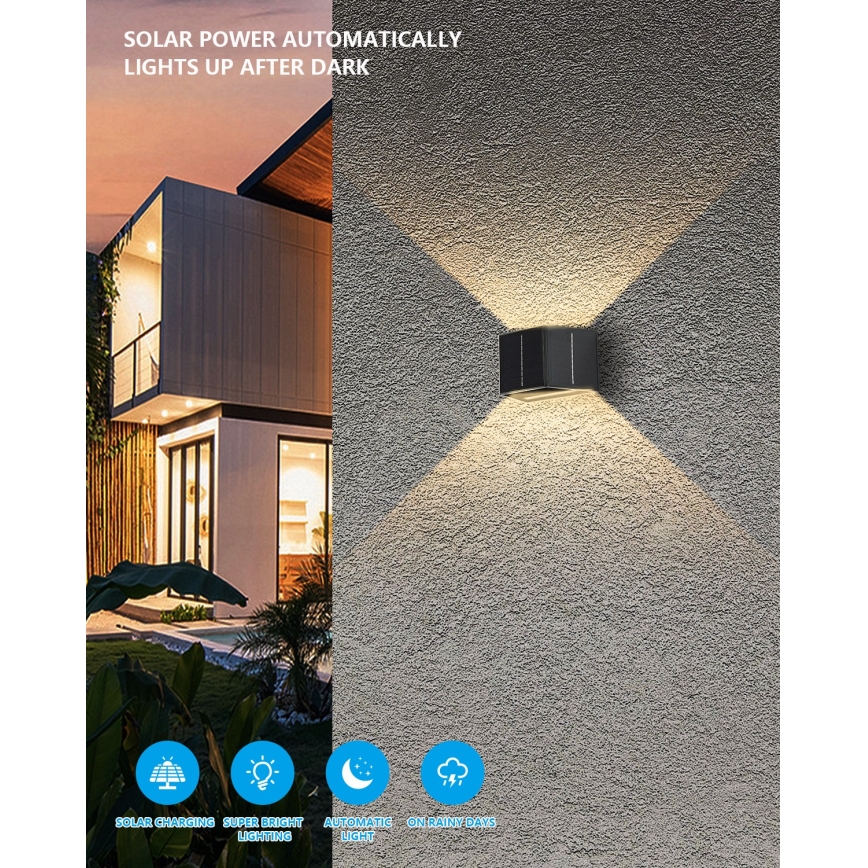 LED Solarna lampa ścienna z czujnikiem LED/2W/5V IP54 1300 mAh