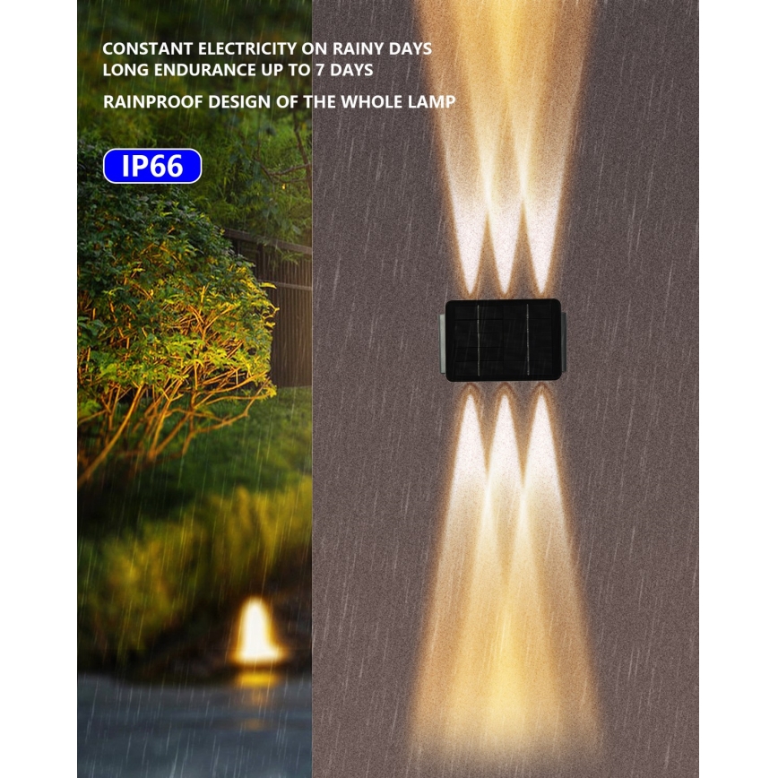 LED Kinkiet solarny z czujnikiem LED/2W/5V IP54 1300 mAh