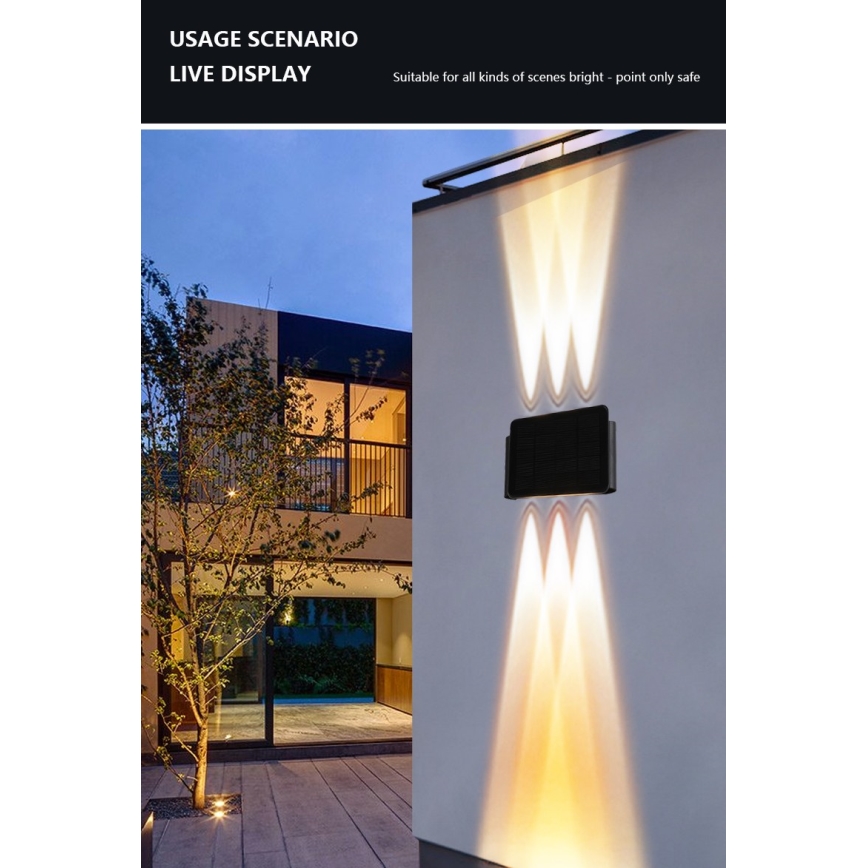 LED Kinkiet solarny z czujnikiem LED/2W/5V IP54 1300 mAh