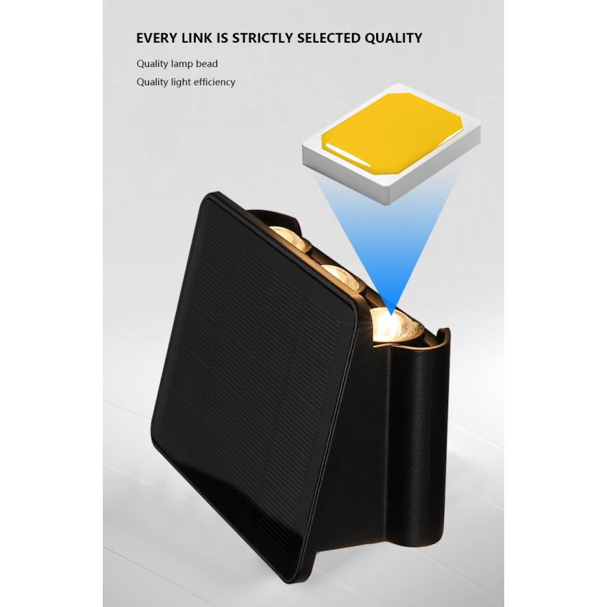 LED Kinkiet solarny z czujnikiem LED/2W/5V IP54 1300 mAh