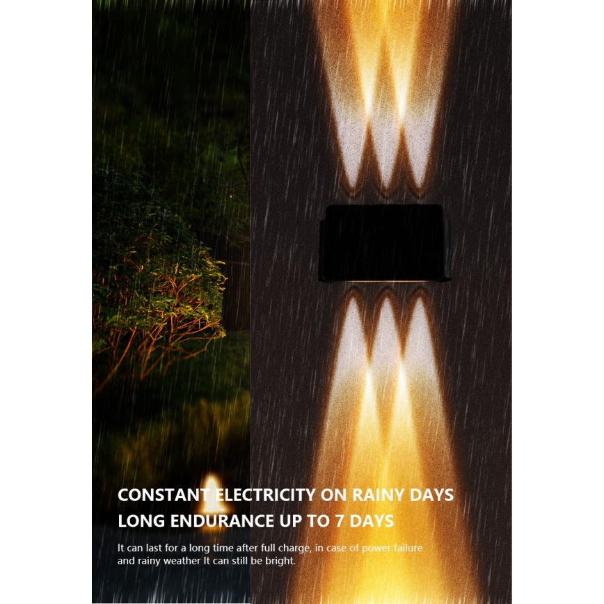 LED Kinkiet solarny z czujnikiem LED/2W/5V IP54 1300 mAh