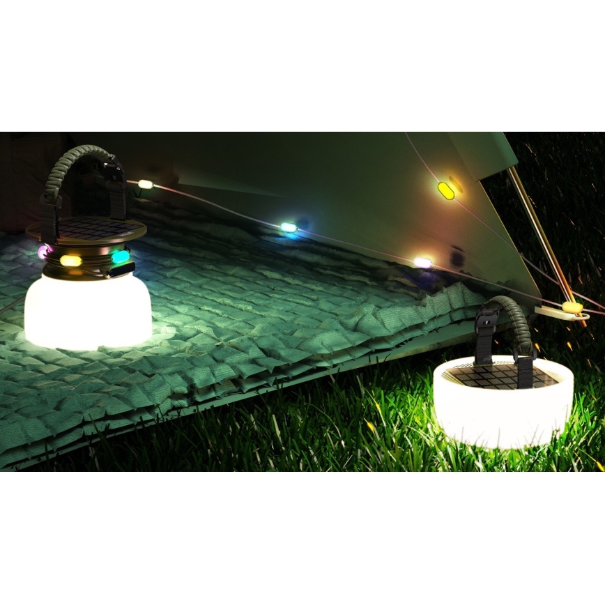 Przenośna lampa solarną LED RGB z łańcuchem LED, LED/10W/5V, 3600 mAh, IP65, 3600 mAh
