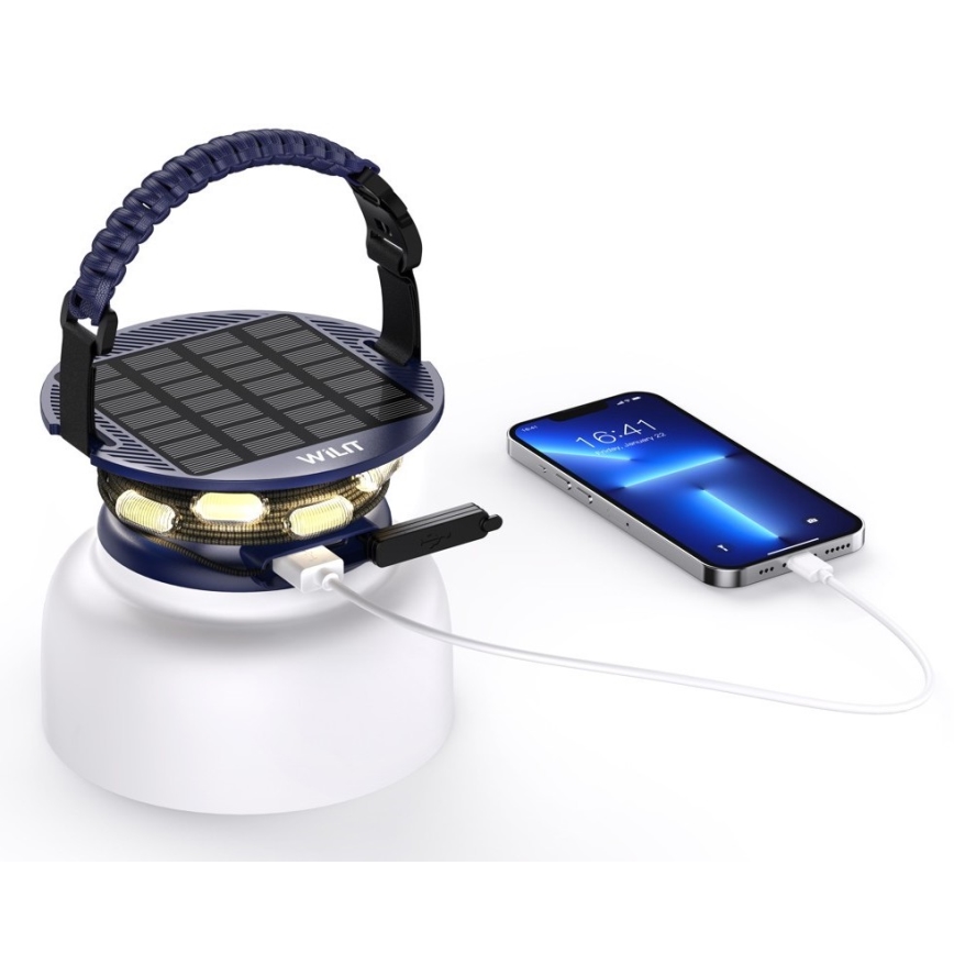 Przenośna lampa solarną LED RGB z łańcuchem LED, LED/10W/5V, 3600 mAh, IP65, 3600 mAh