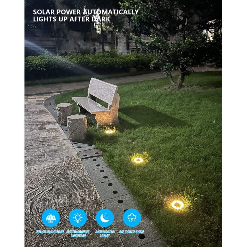 ZESTAW 4x LED zewnętrzne oświetlenie solarne z czujnikiem LED/0,048W/2V IP68 600 mAh