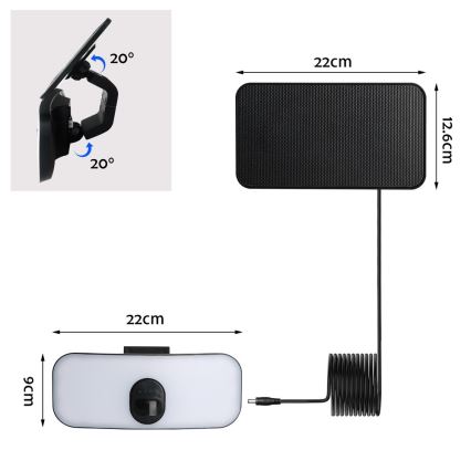 LED Kinkiet solarny z czujnikiem LED/13W/3,7V 4000K IP65 400 mAh